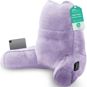 imageSasttie Reading Pillow Pillows for Reading or Relaxing  Ergonomic Support for Head Neck Back and Lumbar 21Inch Dark GreyLavender