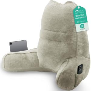 imageSasttie Reading Pillow Pillows for Reading or Relaxing  Ergonomic Support for Head Neck Back and Lumbar 21Inch Dark GreyLinen