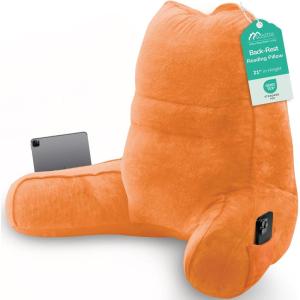 imageSasttie Reading Pillow Pillows for Reading or Relaxing  Ergonomic Support for Head Neck Back and Lumbar 21Inch Dark GreyOrange