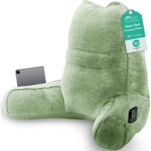 imageSasttie Reading Pillow Pillows for Reading or Relaxing  Ergonomic Support for Head Neck Back and Lumbar 21Inch Dark GreySage Green