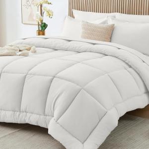 imageSasttie California King Comforter Set 7 Pieces Cal King Bed in a Bag Complete Bedding Set Includes Grey Comforter Flat Sheet Fitted Sheet Pillowcases and Pillow Shams Dark GreyIvory