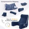 imageSasttie Reading Pillow with Armrests 1525 Inch Adjustable Back Support Pillow for Bed Sitting Up Memory Foam Back Rest Cushion Bed Chair for Reading Gaming amp Relaxing Dark GreyNavy