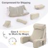 imageSasttie Reading Pillow with Armrests 1525 Inch Adjustable Back Support Pillow for Bed Sitting Up Memory Foam Back Rest Cushion Bed Chair for Reading Gaming amp Relaxing Dark GreyBeige