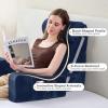 imageSasttie Reading Pillow with Armrests 1525 Inch Adjustable Back Support Pillow for Bed Sitting Up Memory Foam Back Rest Cushion Bed Chair for Reading Gaming amp Relaxing Dark GreyNavy