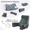 imageSasttie Reading Pillow with Armrests 1525 Inch Adjustable Back Support Pillow for Bed Sitting Up Memory Foam Back Rest Cushion Bed Chair for Reading Gaming amp Relaxing Dark GreyDark Grey