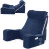 imageSasttie Reading Pillow with Armrests 1525 Inch Adjustable Back Support Pillow for Bed Sitting Up Memory Foam Back Rest Cushion Bed Chair for Reading Gaming amp Relaxing Dark GreyNavy