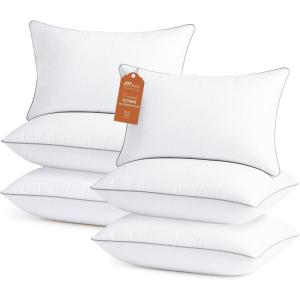 imageSasttie Firm Standard Pillows Set of 6 Full Size Bed Pillows for Side Back and Stomach Sleepers  OekoTex Certified Supportive Down Alternative Plump Filling  Hotel Quality and Machine Washable6
