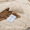 imageSasttie Queen Comforter Set 7Piece Bed in a Bag Pintuck Bedding Sets for All Season Includes Comforter Flat Sheet Fitted Sheet Pillowcases and Pillowshams Sage GreenWarm Beige