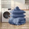 imageSasttie Queen Comforter Set 7Piece Bed in a Bag Pintuck Bedding Sets for All Season Includes Comforter Flat Sheet Fitted Sheet Pillowcases and Pillowshams Sage GreenSlate Blue