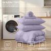imageSasttie Queen Comforter Set 7Piece Bed in a Bag Pintuck Bedding Sets for All Season Includes Comforter Flat Sheet Fitted Sheet Pillowcases and Pillowshams Sage GreenLavender