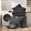 imageSasttie Queen Comforter Set 7Piece Bed in a Bag Pintuck Bedding Sets for All Season Includes Comforter Flat Sheet Fitted Sheet Pillowcases and Pillowshams Sage GreenDark Grey