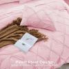 imageSasttie Queen Comforter Set 7Piece Bed in a Bag Pintuck Bedding Sets for All Season Includes Comforter Flat Sheet Fitted Sheet Pillowcases and Pillowshams Sage GreenBaby Pink