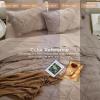 imageSasttie Queen Comforter Set 7Piece Bed in a Bag Pintuck Bedding Sets for All Season Includes Comforter Flat Sheet Fitted Sheet Pillowcases and Pillowshams Sage GreenDark Linen