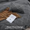 imageSasttie Queen Comforter Set 7Piece Bed in a Bag Pintuck Bedding Sets for All Season Includes Comforter Flat Sheet Fitted Sheet Pillowcases and Pillowshams Sage GreenDark Grey