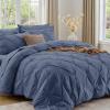 imageSasttie Queen Comforter Set 7Piece Bed in a Bag Pintuck Bedding Sets for All Season Includes Comforter Flat Sheet Fitted Sheet Pillowcases and Pillowshams Sage GreenIndigo Blue