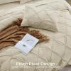 imageSasttie Queen Comforter Set 7Piece Bed in a Bag Pintuck Bedding Sets for All Season Includes Comforter Flat Sheet Fitted Sheet Pillowcases and Pillowshams Sage GreenLinen