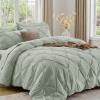 imageSasttie Queen Comforter Set 7Piece Bed in a Bag Pintuck Bedding Sets for All Season Includes Comforter Flat Sheet Fitted Sheet Pillowcases and Pillowshams Sage GreenDusty Green