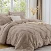 imageSasttie Queen Comforter Set 7Piece Bed in a Bag Pintuck Bedding Sets for All Season Includes Comforter Flat Sheet Fitted Sheet Pillowcases and Pillowshams Sage GreenDark Linen