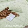 imageSasttie Queen Comforter Set 7Piece Bed in a Bag Pintuck Bedding Sets for All Season Includes Comforter Flat Sheet Fitted Sheet Pillowcases and Pillowshams Sage GreenMint