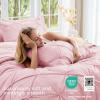 imageSasttie Queen Comforter Set 7Piece Bed in a Bag Pintuck Bedding Sets for All Season Includes Comforter Flat Sheet Fitted Sheet Pillowcases and Pillowshams Sage GreenBaby Pink