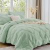imageSasttie Queen Comforter Set 7Piece Bed in a Bag Pintuck Bedding Sets for All Season Includes Comforter Flat Sheet Fitted Sheet Pillowcases and Pillowshams Sage GreenLight Sage Green