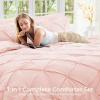 imageSasttie Queen Comforter Set 7Piece Bed in a Bag Pintuck Bedding Sets for All Season Includes Comforter Flat Sheet Fitted Sheet Pillowcases and Pillowshams Sage GreenBlush Pink