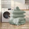 imageSasttie Queen Comforter Set 7Piece Bed in a Bag Pintuck Bedding Sets for All Season Includes Comforter Flat Sheet Fitted Sheet Pillowcases and Pillowshams Sage GreenDusty Green
