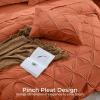 imageSasttie Queen Comforter Set 7Piece Bed in a Bag Pintuck Bedding Sets for All Season Includes Comforter Flat Sheet Fitted Sheet Pillowcases and Pillowshams Sage GreenBurnt Orange