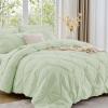 imageSasttie Queen Comforter Set 7Piece Bed in a Bag Pintuck Bedding Sets for All Season Includes Comforter Flat Sheet Fitted Sheet Pillowcases and Pillowshams Sage GreenMint
