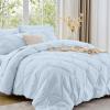 imageSasttie Queen Comforter Set 7Piece Bed in a Bag Pintuck Bedding Sets for All Season Includes Comforter Flat Sheet Fitted Sheet Pillowcases and Pillowshams Sage GreenLight Blue