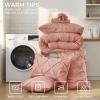 imageSasttie Queen Comforter Set 7Piece Bed in a Bag Pintuck Bedding Sets for All Season Includes Comforter Flat Sheet Fitted Sheet Pillowcases and Pillowshams Sage GreenBlush