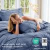imageSasttie Queen Comforter Set 7Piece Bed in a Bag Pintuck Bedding Sets for All Season Includes Comforter Flat Sheet Fitted Sheet Pillowcases and Pillowshams Sage GreenSlate Blue