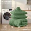 imageSasttie Queen Comforter Set 7Piece Bed in a Bag Pintuck Bedding Sets for All Season Includes Comforter Flat Sheet Fitted Sheet Pillowcases and Pillowshams Sage GreenGreen