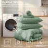 imageSasttie Queen Comforter Set 7Piece Bed in a Bag Pintuck Bedding Sets for All Season Includes Comforter Flat Sheet Fitted Sheet Pillowcases and Pillowshams Sage GreenSage Green