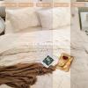 imageSasttie Queen Comforter Set 7Piece Bed in a Bag Pintuck Bedding Sets for All Season Includes Comforter Flat Sheet Fitted Sheet Pillowcases and Pillowshams Sage GreenWarm Beige