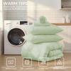 imageSasttie Queen Comforter Set 7Piece Bed in a Bag Pintuck Bedding Sets for All Season Includes Comforter Flat Sheet Fitted Sheet Pillowcases and Pillowshams Sage GreenMint