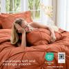 imageSasttie Queen Comforter Set 7Piece Bed in a Bag Pintuck Bedding Sets for All Season Includes Comforter Flat Sheet Fitted Sheet Pillowcases and Pillowshams Sage GreenBurnt Orange