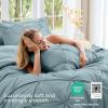 imageSasttie Queen Comforter Set 7Piece Bed in a Bag Pintuck Bedding Sets for All Season Includes Comforter Flat Sheet Fitted Sheet Pillowcases and Pillowshams Sage GreenGreyish Blue
