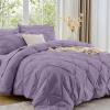 imageSasttie Queen Comforter Set 7Piece Bed in a Bag Pintuck Bedding Sets for All Season Includes Comforter Flat Sheet Fitted Sheet Pillowcases and Pillowshams Sage GreenNew Purple