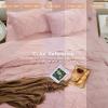 imageSasttie Queen Comforter Set 7Piece Bed in a Bag Pintuck Bedding Sets for All Season Includes Comforter Flat Sheet Fitted Sheet Pillowcases and Pillowshams Sage GreenRose Gold