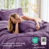 imageSasttie Queen Comforter Set 7Piece Bed in a Bag Pintuck Bedding Sets for All Season Includes Comforter Flat Sheet Fitted Sheet Pillowcases and Pillowshams Sage GreenGrape Purple