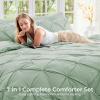 imageSasttie Queen Comforter Set 7Piece Bed in a Bag Pintuck Bedding Sets for All Season Includes Comforter Flat Sheet Fitted Sheet Pillowcases and Pillowshams Sage GreenLight Sage Green