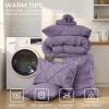 imageSasttie Queen Comforter Set 7Piece Bed in a Bag Pintuck Bedding Sets for All Season Includes Comforter Flat Sheet Fitted Sheet Pillowcases and Pillowshams Sage GreenNew Purple