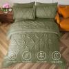 imageSasttie Queen Comforter Set 7Piece Bed in a Bag Pintuck Bedding Sets for All Season Includes Comforter Flat Sheet Fitted Sheet Pillowcases and Pillowshams Sage GreenOlive Green