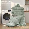 imageSasttie Queen Comforter Set 7Piece Bed in a Bag Pintuck Bedding Sets for All Season Includes Comforter Flat Sheet Fitted Sheet Pillowcases and Pillowshams Sage GreenDusty Green