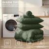 imageSasttie Queen Comforter Set 7Piece Bed in a Bag Pintuck Bedding Sets for All Season Includes Comforter Flat Sheet Fitted Sheet Pillowcases and Pillowshams Sage GreenDark Green