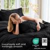 imageSasttie Queen Comforter Set 7Piece Bed in a Bag Pintuck Bedding Sets for All Season Includes Comforter Flat Sheet Fitted Sheet Pillowcases and Pillowshams Sage GreenBlack