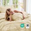 imageSasttie Queen Comforter Set 7Piece Bed in a Bag Pintuck Bedding Sets for All Season Includes Comforter Flat Sheet Fitted Sheet Pillowcases and Pillowshams Sage GreenPale Yellow