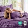 imageSasttie Queen Comforter Set 7Piece Bed in a Bag Pintuck Bedding Sets for All Season Includes Comforter Flat Sheet Fitted Sheet Pillowcases and Pillowshams Sage GreenGrape Purple