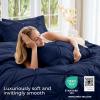 imageSasttie Queen Comforter Set 7Piece Bed in a Bag Pintuck Bedding Sets for All Season Includes Comforter Flat Sheet Fitted Sheet Pillowcases and Pillowshams Sage GreenNavy